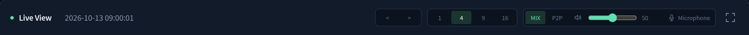 Actual monitor toolbar with MIX, P2P, speaker and microphone controls